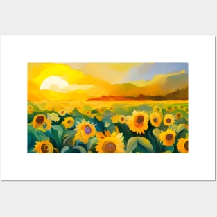 Sunflower Field Paint Posters and Art